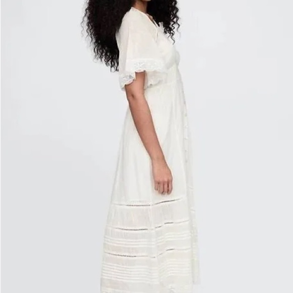 NWT GAP White Lace Trim Maxi Dress